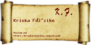 Kriska Füzike névjegykártya